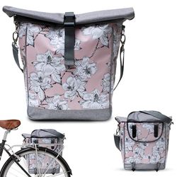 IKURI Borsa Impermeabile Bici - Borsa per Bicicletta Portapacchi Posteriore Leggero per Mountain Bike Sacca Sportiva a Forma Quadrata - Design Magnolia