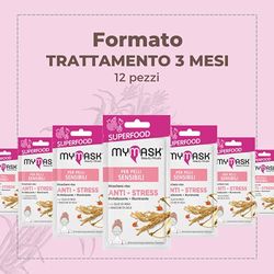 My Mask, Superfood, Maschera Viso Anti-Stress, per Pelli Sensibili, Pacco da 12 Pezzi