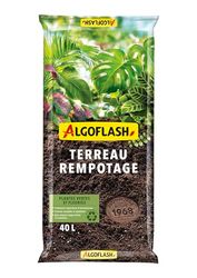 Algoflash Terreau Rempotage, Plantes Vertes et Plantes Fleuries, Utilisable en Agriculture Biologique - 40 L, Marron