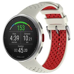 Polar Pacer PRO - Running Watch con GPS - Leggero con Pulsanti Antiscivolo - Programma di Allenamento e Recupero - Cardiofrequenzimetro - Display ad Alto Contrasto, Bianco-Rosso, S-L, Pacer Pro