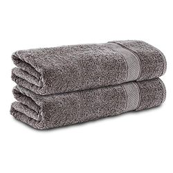 Komfortec Set di 2 asciugamani da doccia, 70 x 140 cm, confezione doppia,%100 cotone, asciugamani, spugna, morbidi, assorbenti, antracite