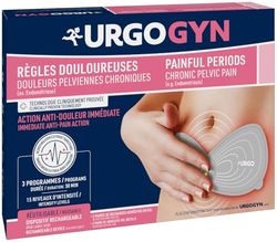 URGOGYN - Patch d'Electrothérapie - Règles Douloureuses - Douleurs pelviennes - Endométriose - Rechargeable - 15 Niveaux d'intensité - Dès les Premières Règles, Gris