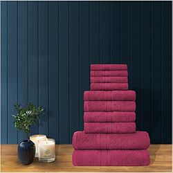 GC GAVENO CAVAILIA - Telo da bagno ad asciugatura rapida, 100% cotone egiziano altamente assorbente, set di asciugamani da bagno, colore: Rosso scuro
