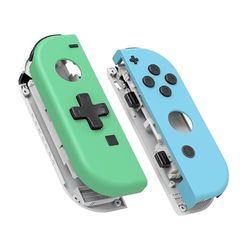 eXtremeRate Joycon Handheld Controller Mintgrön & Himmelblå Hus (D-Pad-Version) Fulla Knappar, Ersättningsskal för Switch & Switch Oled Joy-Con – Joycon och konsol Ingår INTE