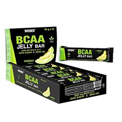 Weider BCAA Jelly Bar (18 x 30 g) Sabor Melón. Barritas de Gominola con 3000 mg de BCAA 2:1:1. Para durante y después del ejercicio. Sin Azucar. Sin Grasa. Apto para Veganos.