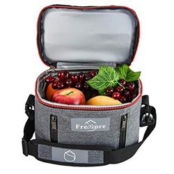 Freshore Insulated Lunch Kit Tote Slim Box Borse piccole per donna/uomo 丨 Contenitori compatti di conservazione per alimenti Contenitori Ice Pack - Crossbody con tracolla regolabile (Grigio scuro)