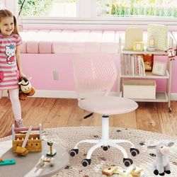 FurnitureR Chaise de Bureau pivotante à Hauteur réglable avec Petit Trou pour Chambre d'enfant ou Salle d'étude, Rose Molandi