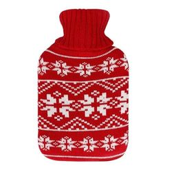 Mimo warmwaterkruik, inhoud 1,7 l, feestelijke rode voering, ideaal voor Kerstmis, afmetingen: 20 x 32 x 4 cm, flexibel en zacht, perfect voor een weldadige verwarming.