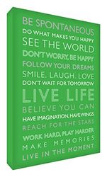 Feel Good Art-Tela con Gallery Wrapped con pannello frontale, 40 x 30 x 4 cm, misura media, motivo: Be Happy, colore: verde