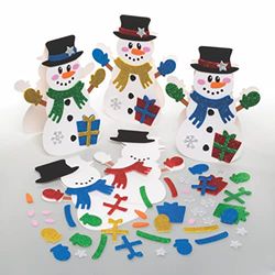 Baker Ross FC123 Snögubbe kortkit – paket med 6, korttillverkningssats för barn, gör dina egna julkort, idealiska festliga konst- och hantverksprojekt