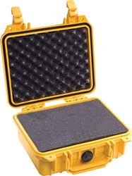 PELI 1200 Mala para câmaras DSLR, ou SLR, lentes e outros acessórios, IP67 estanque, 4 L de capacidade, fabricada nos EUA, com espuma personalizável, cor amarela