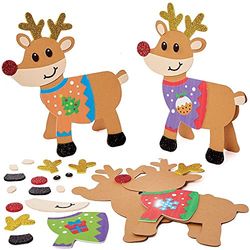 Baker Ross FX240 Biglietto di Natale Renna con Maglione - Confezione di 6, Kit Biglietti di Natale