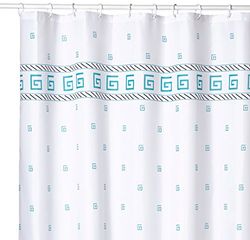 MSV Tenda da Doccia, Tendina Bagno in Poliestere, 180 x 200 cm, Spirale Blu, plastica