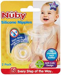 Nuby ID00921 Tetina de silicone anticólicas Vari-Flo para biberões de pescoço padrão, 4 m +, embalagem de 2