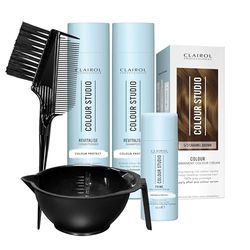 Clairol Professional Colour Studio Permanent Colour Cream Hair Dye | Long-lasting Rich Tones | 100% Grey Coverage | Hair Colouring Kit | 3-step Routine with Accessories | 5/3 Caramel Brown