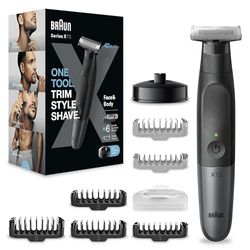 Braun Regolabarba Uomo e Rasoio Elettrico Barba E Capelli Series X, Testina Flessibile Con Lama 4D A Due Direzioni E Protezione SkinShield, 45 Minuti Di Utilizzo Senza Fili, Idea Regalo, XT5300