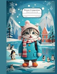Primary Composition Notebook - Story Paper & Drawing Journal: Cat primary composition notebook with picture space grades k-2