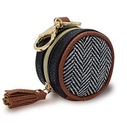 Itzy Ritzy Pacifier Case with Clip – Pacifier Charm Pod Includes Clasp to Easily Attach to a Diaper Bag or Purse; Measures 2.5” in Diameter and Holds 2 Pacifiers, Coffee and Cream