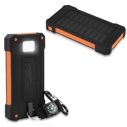Batería Naranja Externa Solar con 2 Puertos USB para Cargar hasta 2 Dispositivos 10000MA