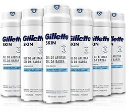 Gillette SKIN Ultra Sensitive Gel Da Barba, Confezione con 6 da 200ml, Protegge, Lenisce e Rinfresca, Con Formula Profumata e Gradevole, al Burro di Karité e Vitamina E, Senza Coloranti e Alcool