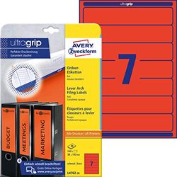 Avery Zweckform, L4762-20, Filing Labels, 20 Sheets, for Slim Ring Binders, like Leitz, Elba, Esselte, Mehle, Herlitz, Bene, 192 x 38 mm