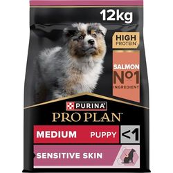 Pro Plan Hond Medium Puppy Sensitive Skin Hondenvoer, Puppybrokken - Gevoelige Huid, met Zalm, 12kg