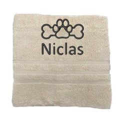 Asciugamano personalizzato con nome splendidamente ricamato Asciugamano da bagno Asciugamano in cotone 100% Asciugamano da bagno con nome (100 x 50 cm, Osso)
