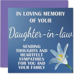 Karty współczucia - 'In Loving Memory Of Your Daughter in law Card – 'Sorry Mourning Bereavement Cards for Adults, 145 mm x 145 mm Condolences Thinking of You, kartki okolicznościowe z motywem kwiatów