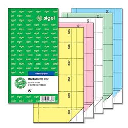 Sigel BO082 Voucher Book 5x 360 Tickets 5 Colours Assorted with Blue Paper 105 x 200 mm 2 x 60 Sheets