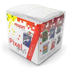 Pracht Creatives Hobby Pixel P90011-63501 Divertente Set 4 per Bambini, Semplice Sistema a innesto con Piccole Pietre in bioplastica per Creare 6 Portachiavi (medaglioni), Senza Stirare e incollare