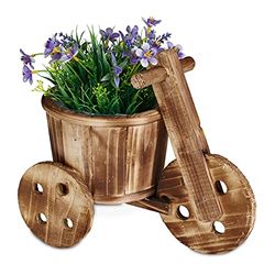 Relaxdays Pot de Fleurs vélo, décoration Jardin, extérieur, pour Plantes, HxLxP : env. 25 x 30 x 16,5 cm, Bois, Nature