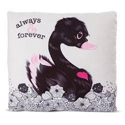 NICI Gosedjurskudde med Svart Love Svan 30x30 cm, Fyrkant I Gosig Svan Kudde för Pojkar, Flickor & Spädbarn I Fluffig Plysch Leksakskudde - 48275