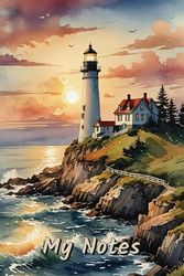 My Notes: Lined Notebook for Lists, Journaling, and Planning – Lighthouse Landscape
