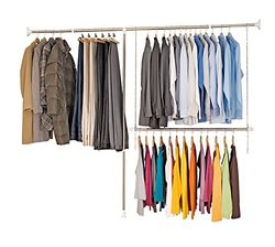 WENKO Conjunto de 3 barras telescópicas para roupa, 3 peças, aço inoxidável, 150-245 x 160-202 cm, cromado brilhante