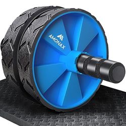 Amonax konvertibel ab hjulrulle med stor knämatta för Core Abs utrullningsövning. Dubbelhjulsset med dubbla styrketräningslägen på gymmet eller hemma (blå)