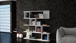 Hanah Home Nowoczesna biała półka na książki, 120 cm x 119,9 cm x 19,5 cm, 100% pokryta melaminą, grubość 18 mm, Wall-Mountable, stylowe i funkcjonalne wzornictwo