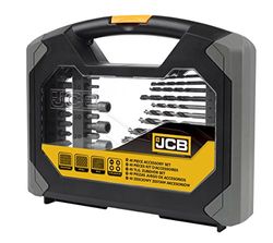 JCB - Set di punte e punte combinate - Set di accessori da 40 pezzi - Selezione di punte per trapano HSS per muratura e legno e chiavi a bussola - Presentato in una resistente custodia pieghevole per