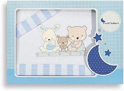 INTERBABY 04100-11 beddengoedset voor wieg - Mod Love, 3 stuks, blauw