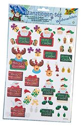 Folia 3D washati pegatinas Set, 5 hojas, 400 adhesivos, 20 diseños, Navidad , color/modelo surtido