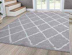 Mia's Teppiche Anna Tapis de Salon, à Poils Courts, Losange Gris, 080 x 300 cm
