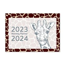 Exacompta - Ref GS032Z juni 2023 - juli 2024 bureaukalender/maandplanner giraffe ontwerp, maand per pagina, inclusief Britse feestdagen 210 mm x 150 mm groot, staat veilig op een bureau of plank