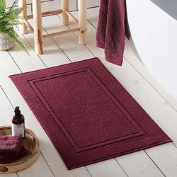 Drift Home - Claret Red Bath Mat (50 x 80cm) - Soft & Absorbent - 550GSM Premium Bathroom Mat - Sustainable Cotton (BCI) - Recycled Bottles - Machine Washable - Bath Rug