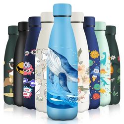 HoneyHolly Stainless Steel Water Bottle, 500 ml, BPA-Free, Thermos Flask, 18/8 Stainless Steel, Children's Water Bottle, Double-Walled Vacuum Insulated, Thermos Flask for School, Outdoor, Camping,