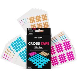 Kintex Cross Tape Kinésiologie, Boîte Mix, 102 Patchs en Grille Assortis, Crosstapes, Pansement en Grille, Taping Kinésiologique, Bande Adhésive, Bande Kinésiologie, Bleu, Rose, Beige