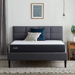 LUCID Matelas Double (135 x 190 cm) en Mousse à mémoire de Forme 20 cm – Sensation Moyenne – Infusion de Gel – Housse Respirante – Matelas roulé – Mousse Conforme – Blanc