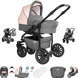 Friedrich Hugo PCS_BERLIN-DE-GEL-GS-03 Friedrich Hugo Berlin, 3-in-1 combi kinderwagen, gelbanden, grijs