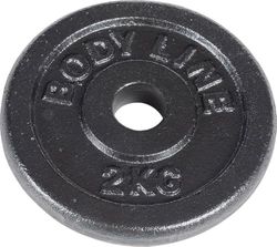 Gietijzeren schijf van 2 kg voor haltertraining, haltertraining en gewichtheffen - diameter 25 mm - voor gym, fitness, thuistraining
