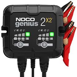 NOCO GENIUS2X2, Cargador de Batería de Coche 4A (2A por banco), Cargador de 6V y 12V, Mantenedor de Batería, Cargador de Mantenimiento y Desulfador para Baterías de Coche, Moto, Quad, Gel, AGM y Litio