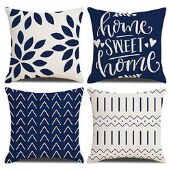 Homefeelzydys Kuddöverdrag, kuddfodral 60 x 60 set med 4 marinblå fyrkantiga kuddöverdrag kuddfodral 24 x 24 4 pack för utomhus uteplats trädgård blench vardagsrum soffa bondgårdsdekor