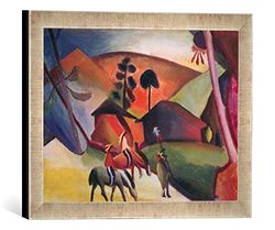 Ingelijste foto van August Macke "Indianen op paarden", kunstdruk in hoogwaardige handgemaakte fotolijst, 40x30 cm, zilver Raya